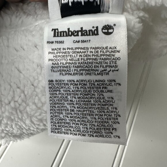 Timberland Winter Beanie One Size Light Pink Cable Knit Pom Fleece Lined Ski - Picture 5 of 5